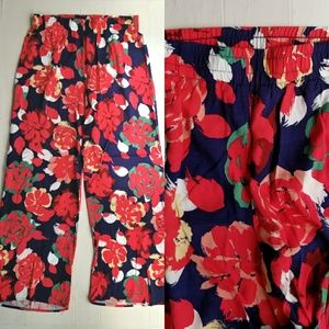 Wide Leg Flowy Floral Rose Festival Pants L